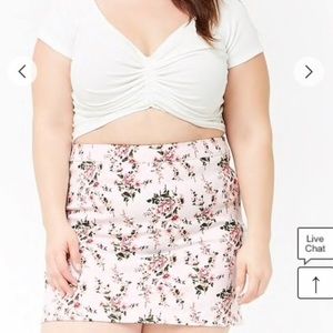 Plus size floral denim mini skirt